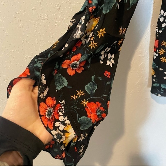 Derek Lam Silk Floral Mock Neck Blouse - Picture 7 of 13